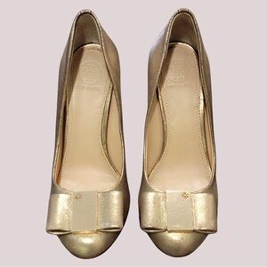 Tory Burch Metallic Gold  Distressed Heels